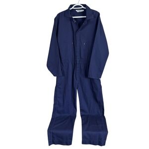 Vintage Key Imperial Coveralls Mens 42 Reg Navy Blue Zip Front Utility Workwear
